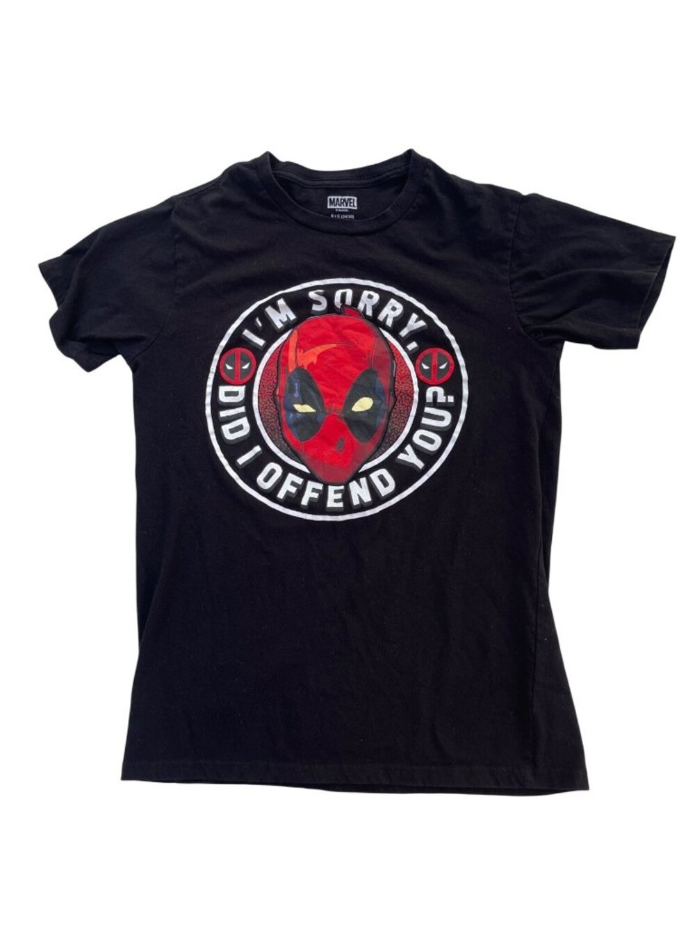 Marvel Deadpool "Im Sorry Did I Offend You?" Graphic T-Shirt Black Small 34/36
